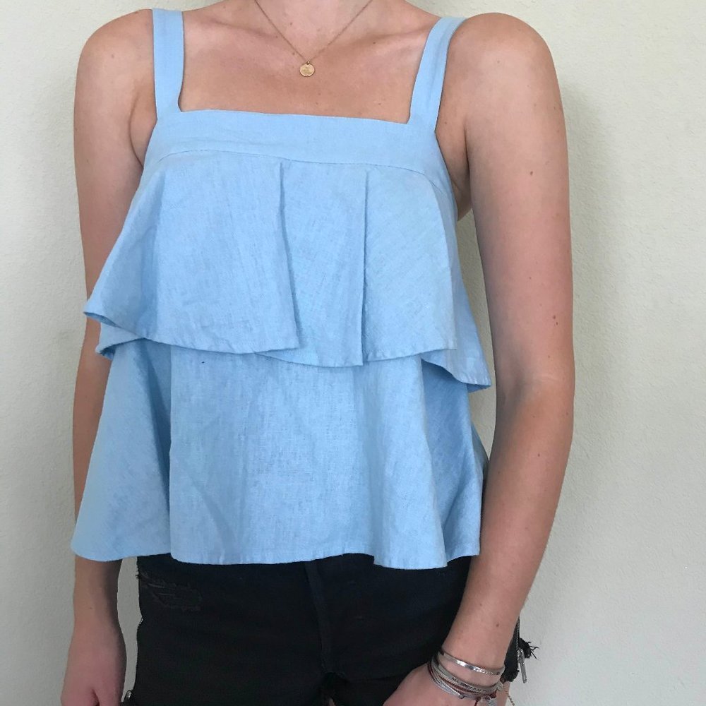 Light Blue Layered Ruffle Top